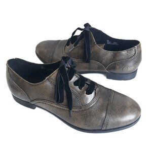 Born Brown Leather Oxfords 9M Cap Toe Velvet Laces